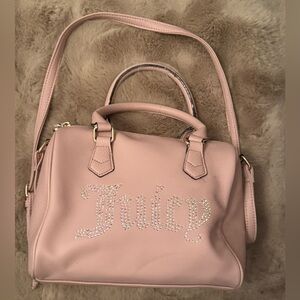 JUICY COUTURE Dusty Blush Satchel Pink Purse Bag Crossbody Handbag bedazzled